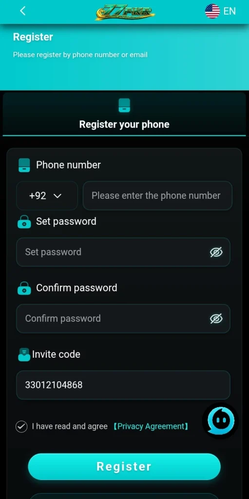 77PKR Register & Login